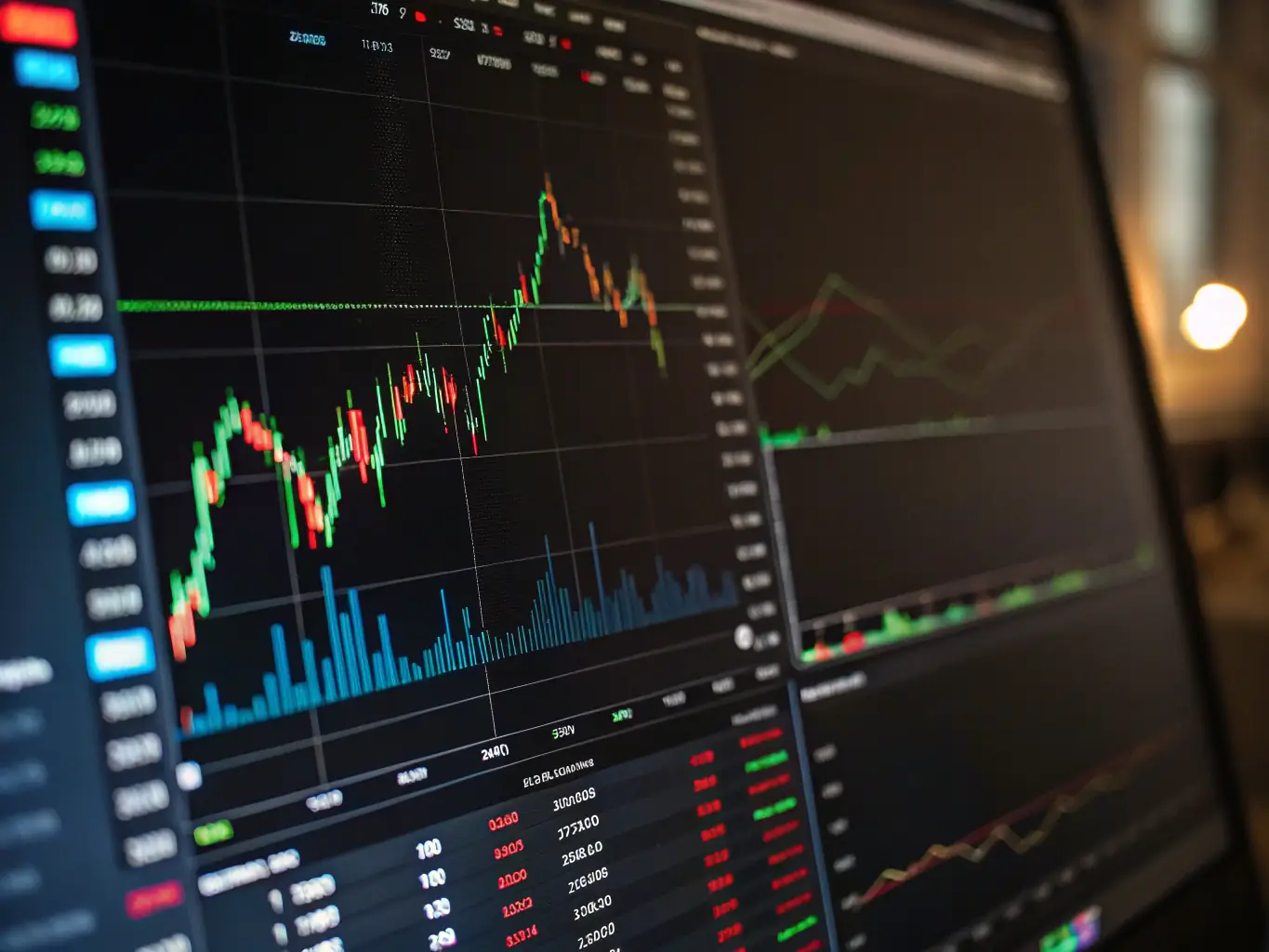 A detailed close-up of candlestick patterns on a trading chart, emphasizing the importance of technical analysis in trading decisions.