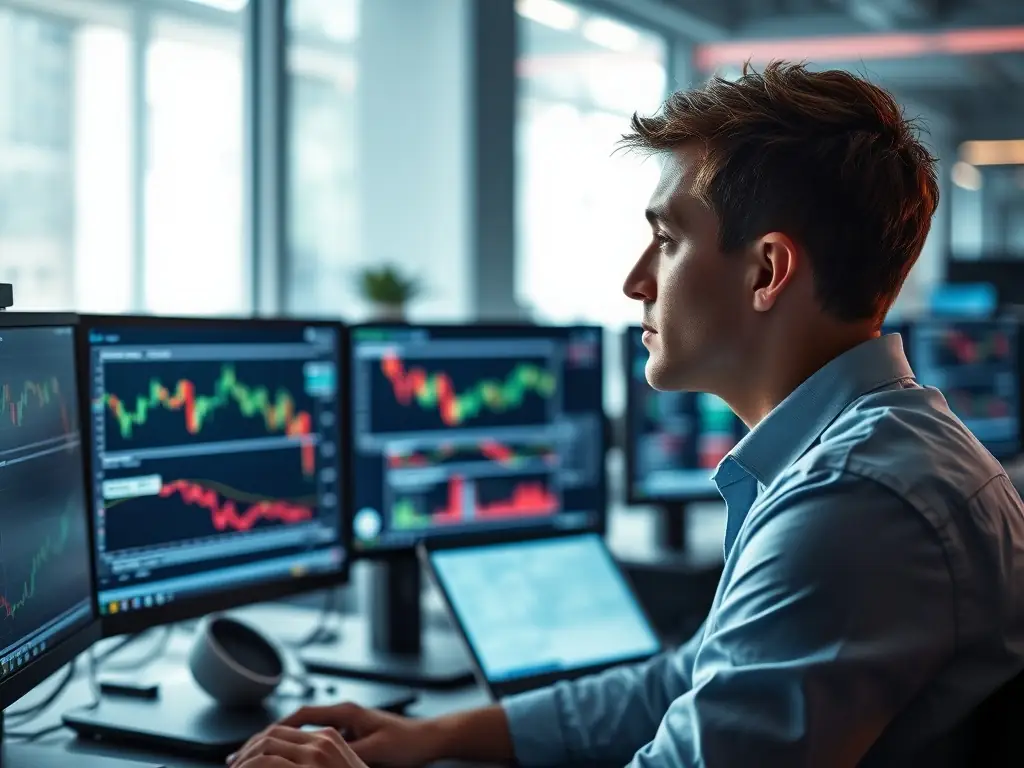 A trader confidently executing a trade on a modern trading platform, showcasing the practical application of learned strategies.